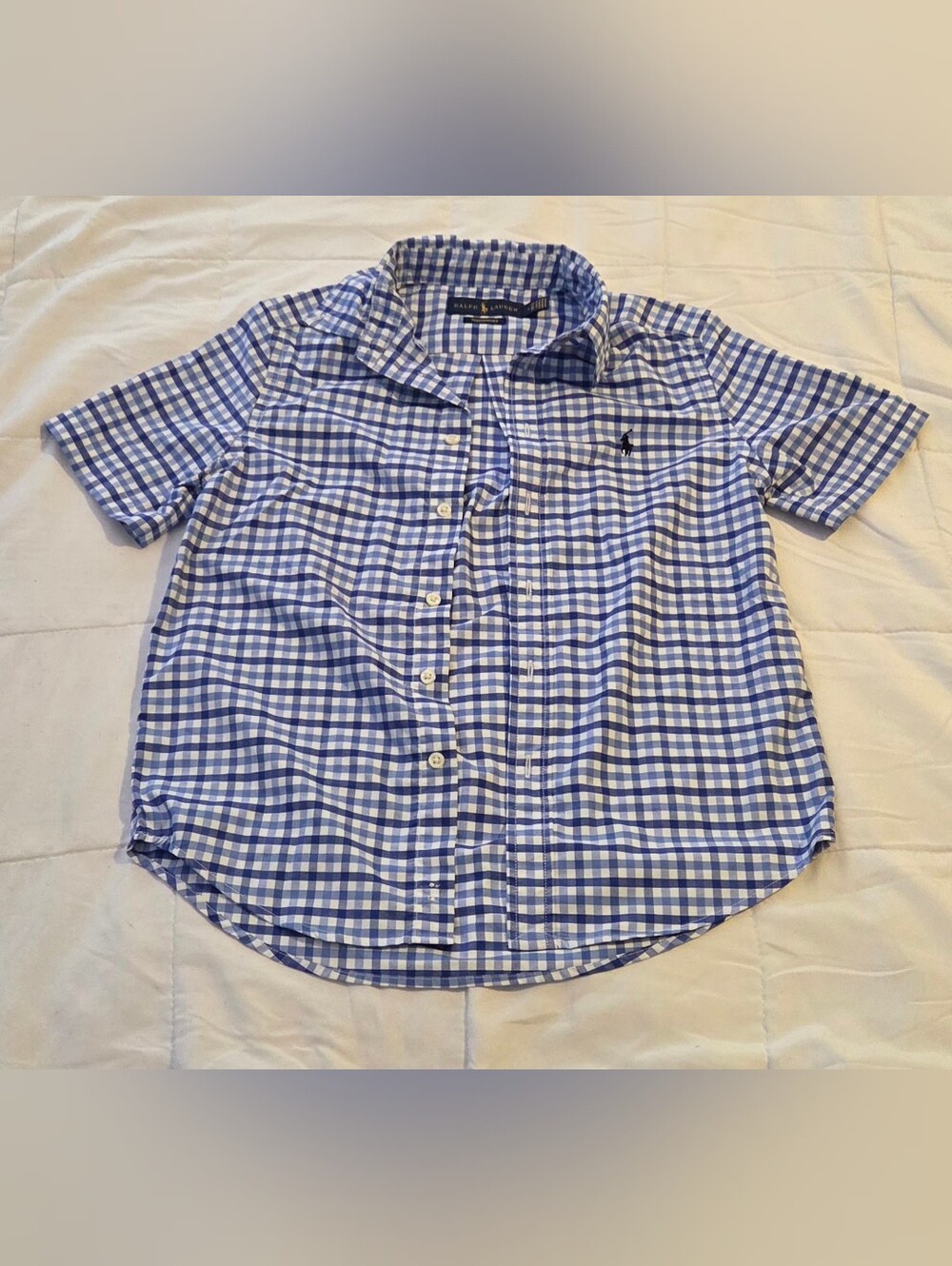 Polo Blue KID's SZ M 10-12 Short-Sleeve Button-Up Shirt - Classic Casual